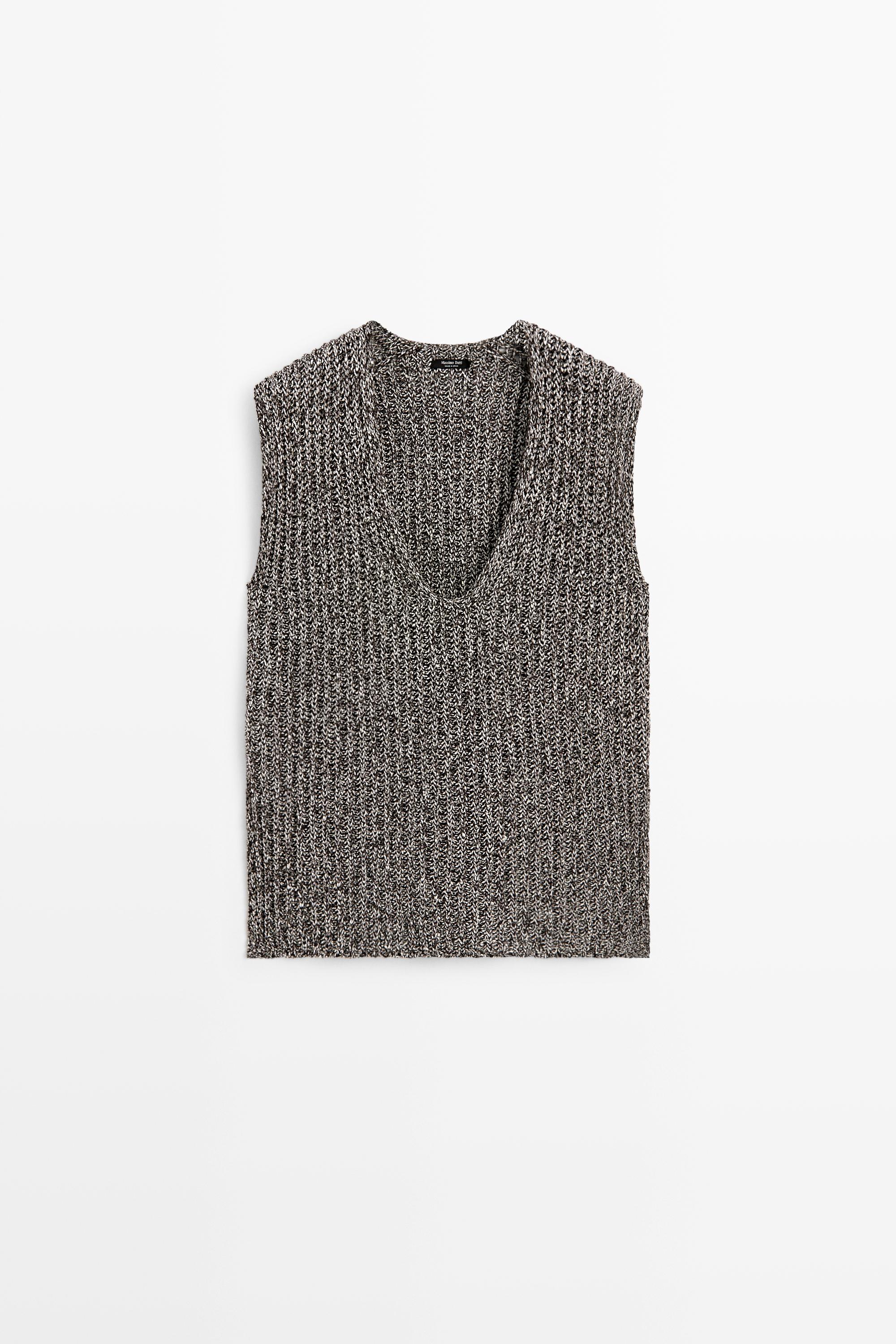 Top en maille chinée de coton mélangé